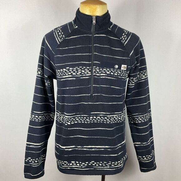 THE NORTH FACE Fleece 1/2 Zip Pullover Knit Fleece Jacket Navy & White Men’s Sm - Picture 1 of 7